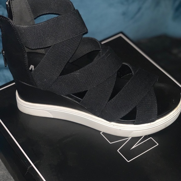 MIA- Stretchy Black Strap Sandals (Worn Once) - Picture 1 of 3